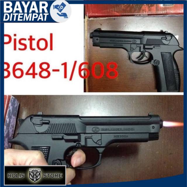 Korek Pistol Full Metal - Lighter Pistol Black - 608 Leather Machine