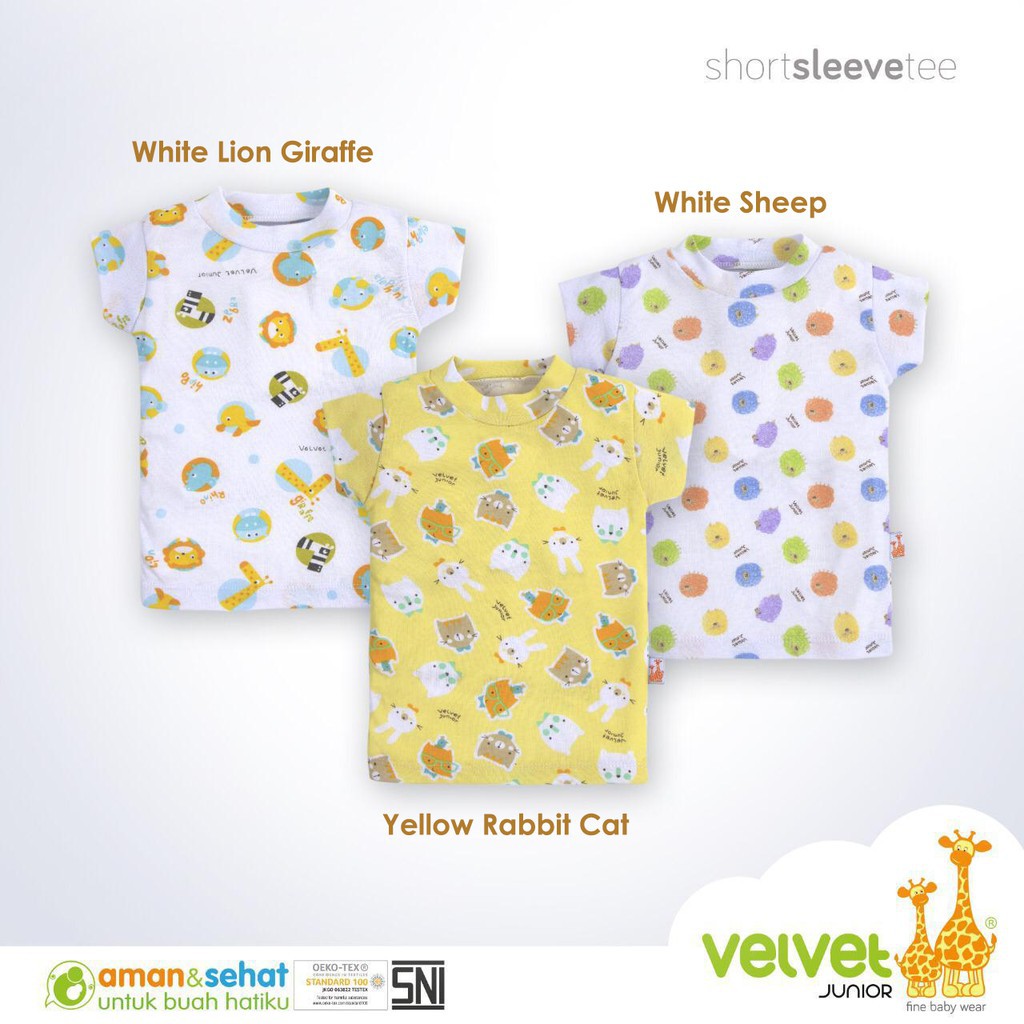 VELVET JUNIOR Kaos Oblong Lengan Pendek Lembut SML / Kaos Bayi VELVET