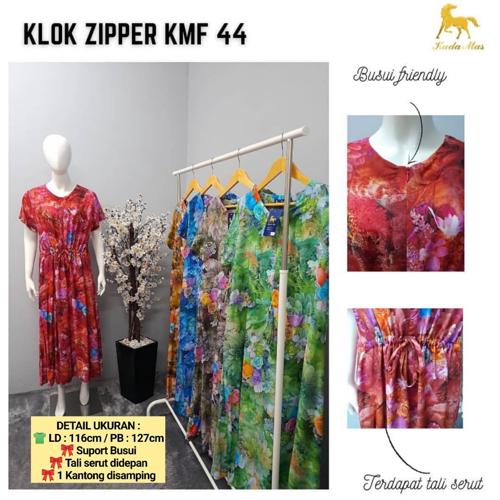 AS Dress Klok Zipper Batik Kudamas LD 116cm Busui KST-02 KMF-90