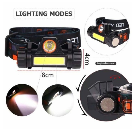 Senter Kepala High Power Head Lamp COB Rechargeable Plus Magnet