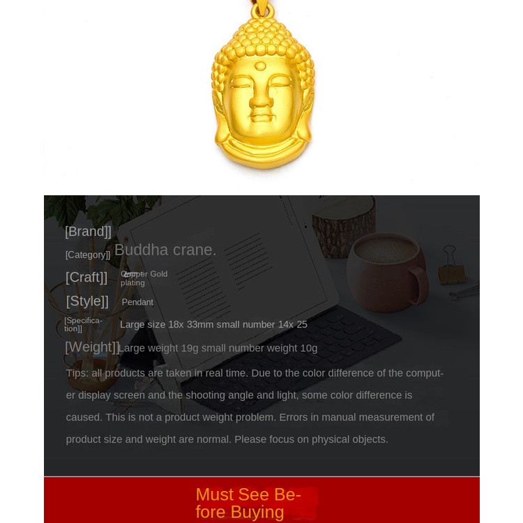 Kalung Emas Asli Kadar 375 Dengan Liontin Kepala Buddha Maitreya Untuk Pria Dan Wanita