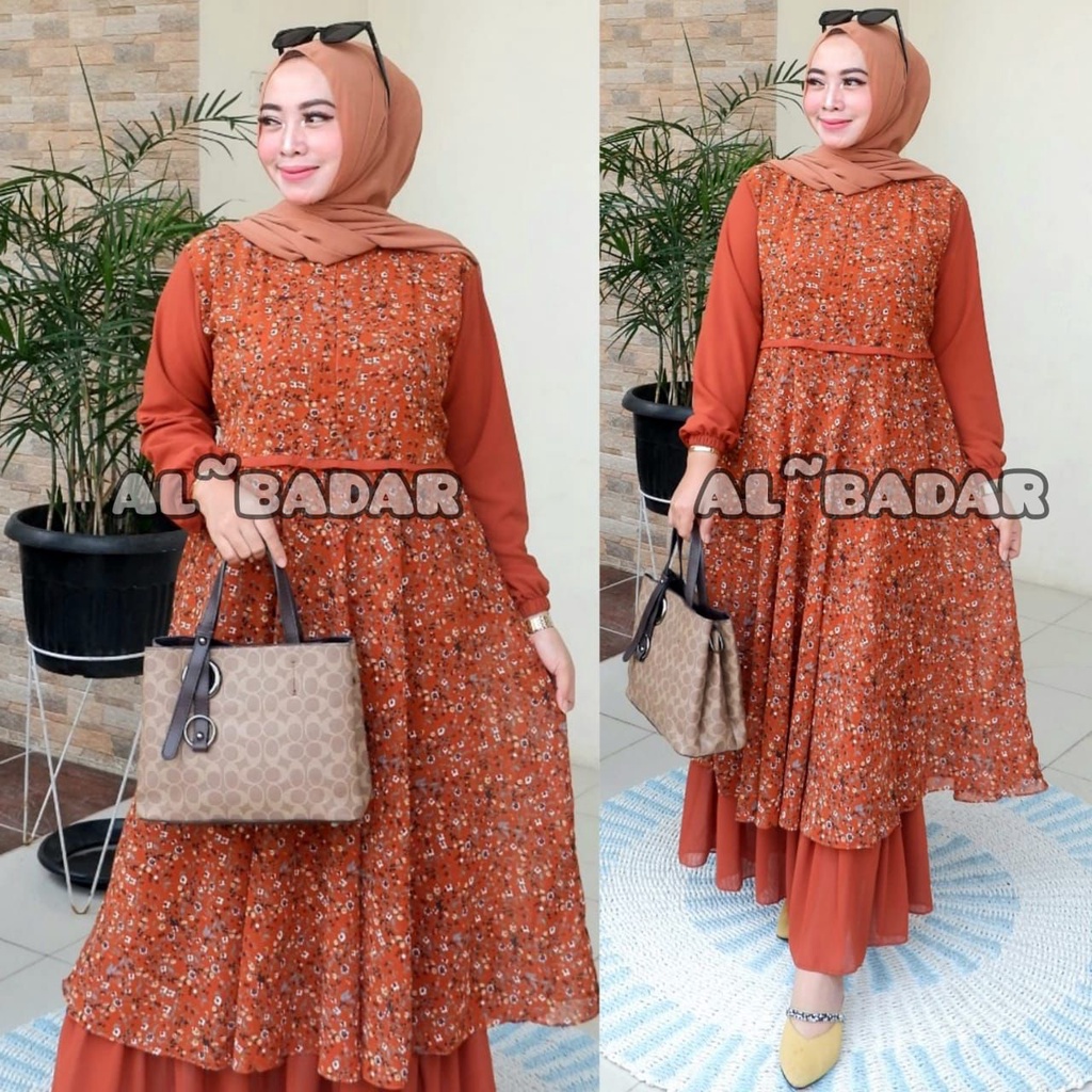 GAMIS DEWASA , GAMIS CERUTY BABY DOLL , GAMIS 2 LAYER MOTIF KOMBINASI