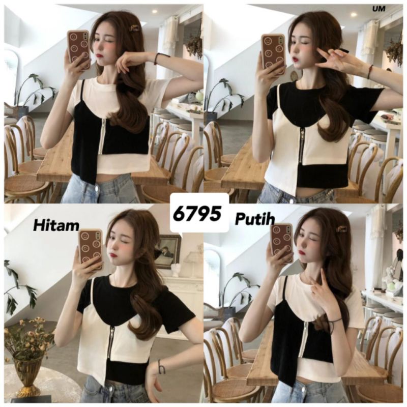 pilih warna dari baju dalamnya ya sis ..atasan rajut+rompi nempel import 6795