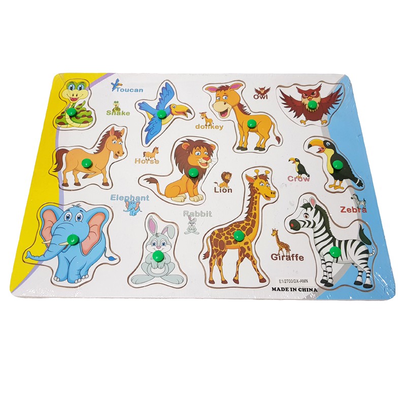 Mainan Edukasi Puzzle Hewan Knob Hijau
