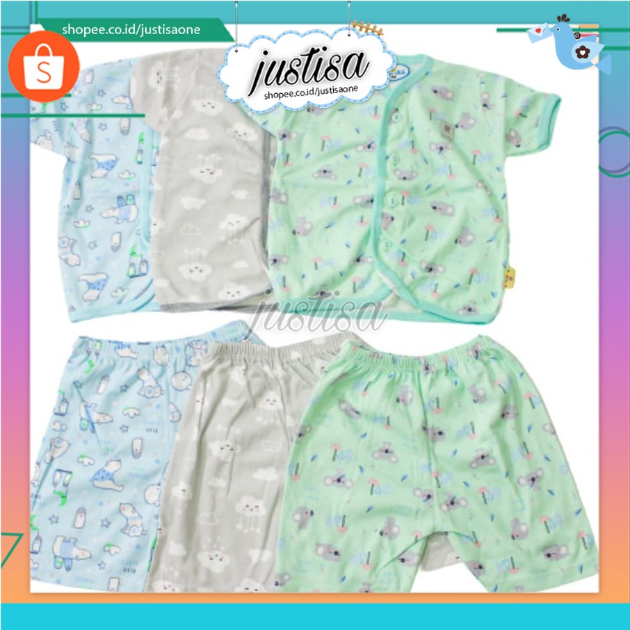 Promo  !! SALE VINATA-3PCS BAJU BAYI VINATA PENDEK FULL PRINT NEW BORN