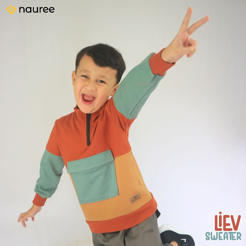 Nauree - Sweater Liev Aanak Laki Laki Umur 1 2 3 4 5 6 7 8 Tahun Basic Polos Sweter Bahan Terry Combed Halus Berkualitas Setelan Anak Kekinian Import Korea Styyle Menyerap Keringat Dingin Tidak Panas