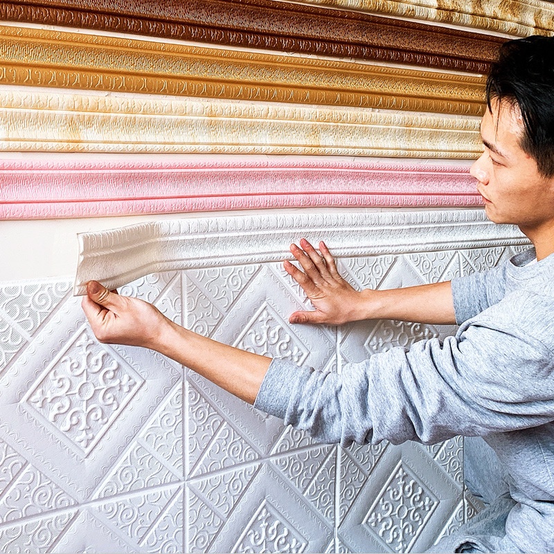 1 List Wallpaper Dinding Stiker Border Wallfoam 3D Sticker Dekorasi Kamar Rumah Murah [Seri T]-2