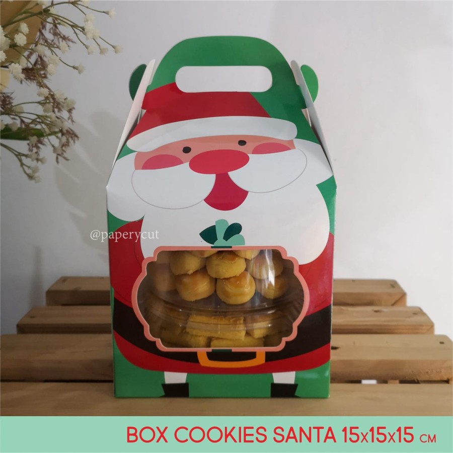 

Box Dus Kotak Packaging Toples kue Cookies Hampers Natal - Santa P 15 x L 15 x T 15 cm