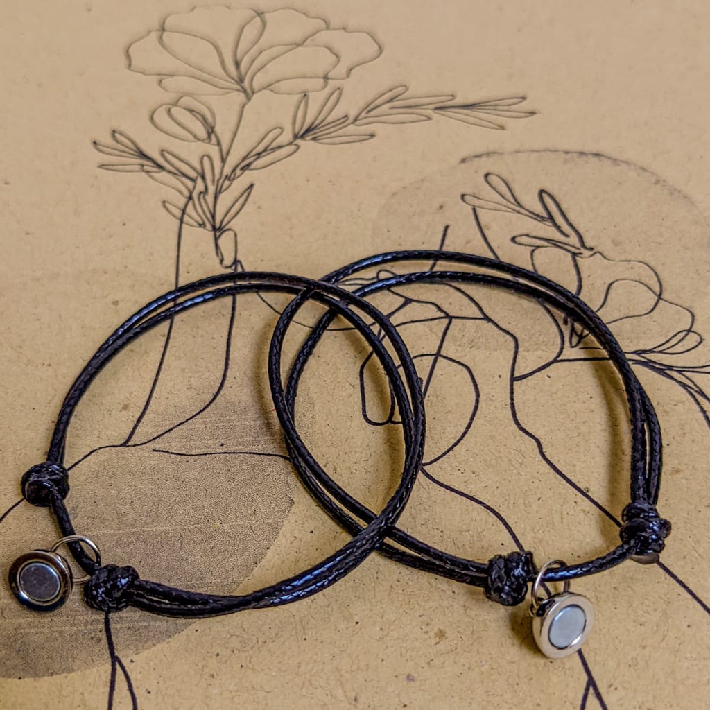 Tali Gelang Magnet Couple Polos Korea Sepasang 2 Pcs
