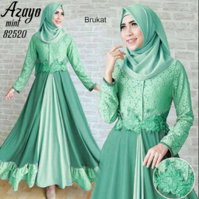 AZAYO GAMIS DRESS MUSLIM/ PESTA BRUKAT/GAMIS BRUKAT RENDA BORDIR TILE CERUTY/GAMIS KONDANGAN/GAMIS B