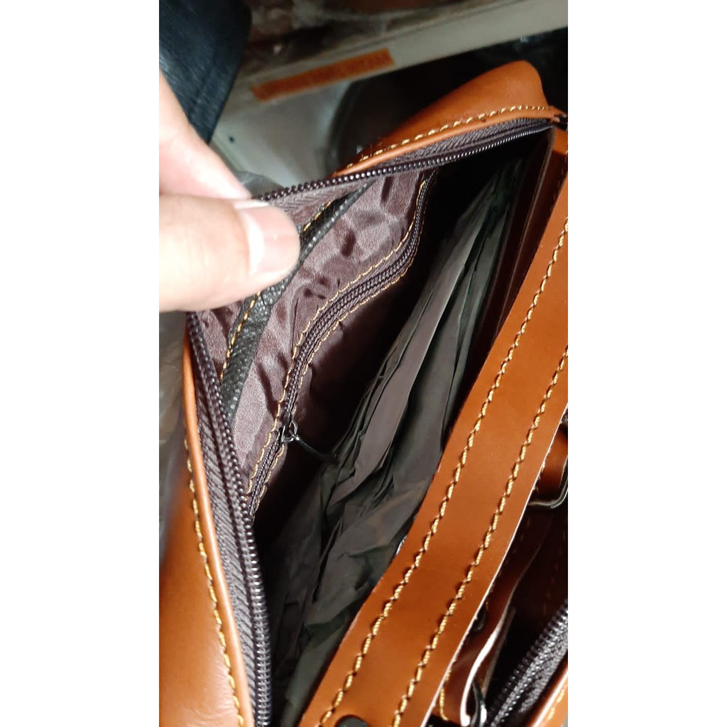 Tas Laptop Kerja Bisa Jinjing Selempang Kulit Asli Pria Wanita Size 14 inch