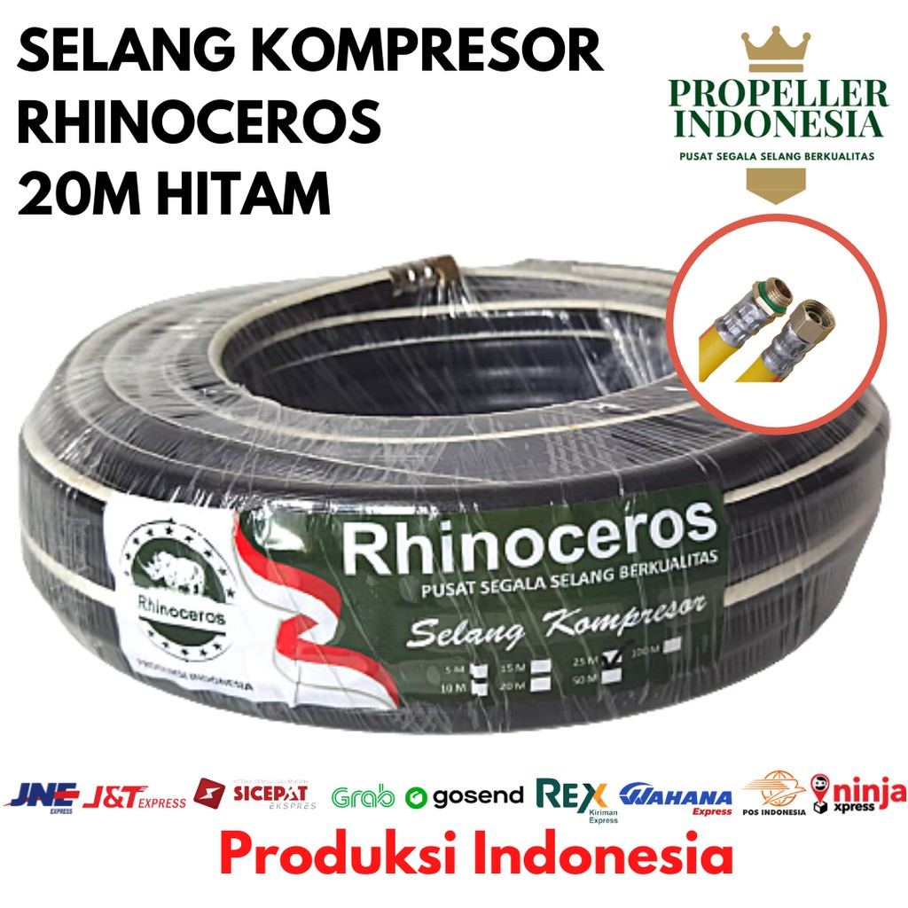 Selang Paket Kompresor Hitam RHINOCEROS 20M elang Kompresor Angin Selang Kompresor Air