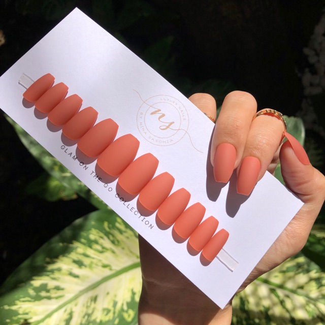 Terracotta Coffin Matte | Press On Nails | False Nails | Kuku Palsu