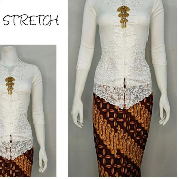 ✽ Indah KEBAYA ENCIM PUTIH MODERN LENGAN 7/8 BORDIR SENADA Katun Stretch KEBAYA WISUDA KEBAYA KATUN