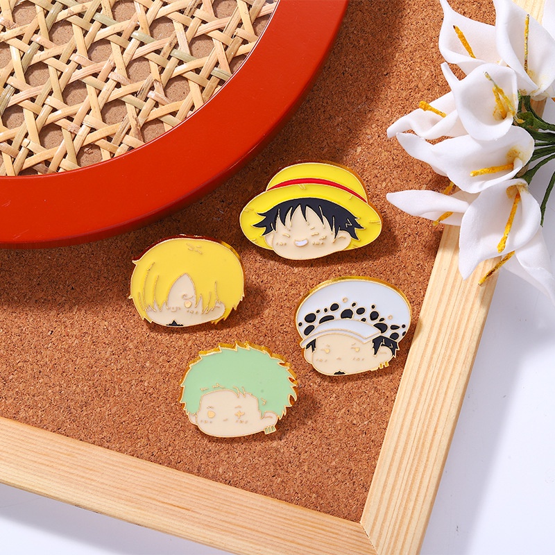 Bros Pin Enamel Desain Anime One Piece Luffy Zoro Rasanji Avatar Untuk Suvenir