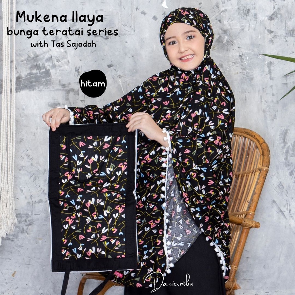 Mukena Anak Rayon Kombinasi ( Umur 8 - 13 Tahun) Tas Sajadah Ilaya Bunga Teratai Katun Rayon Premium