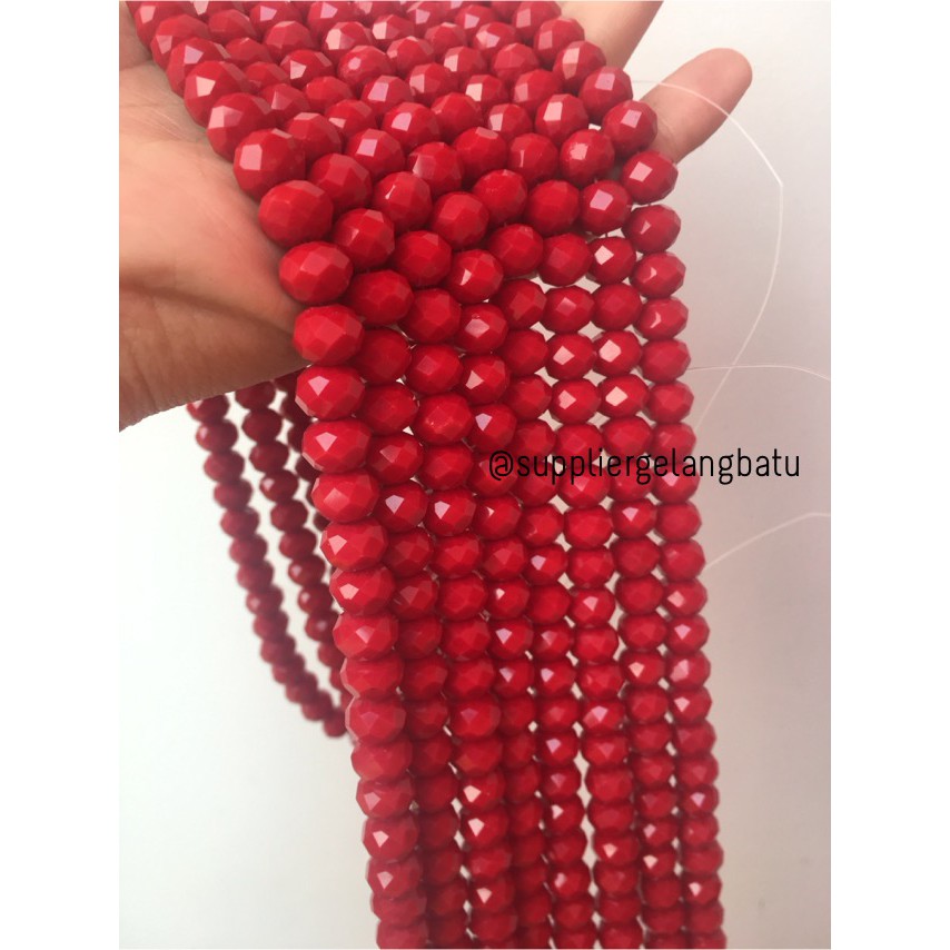 Crystal Ceko Doff 10mm MERAH CABAI bahan souvenir kado perhiasan craft aksesoris perhiasan fashion