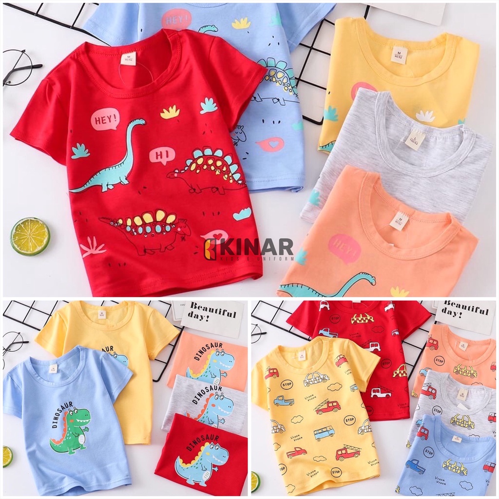 KAOS ANAK LAKI DINO MOBIL BAJU ATASAN DINOSAURUS BAYI COWOK KARTUN UMUR 6 BULAN 1 2 3 TAHUN