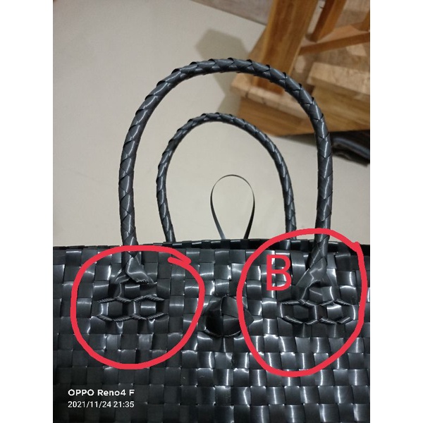 Tas anyaman plastik monochrome cantik mewah