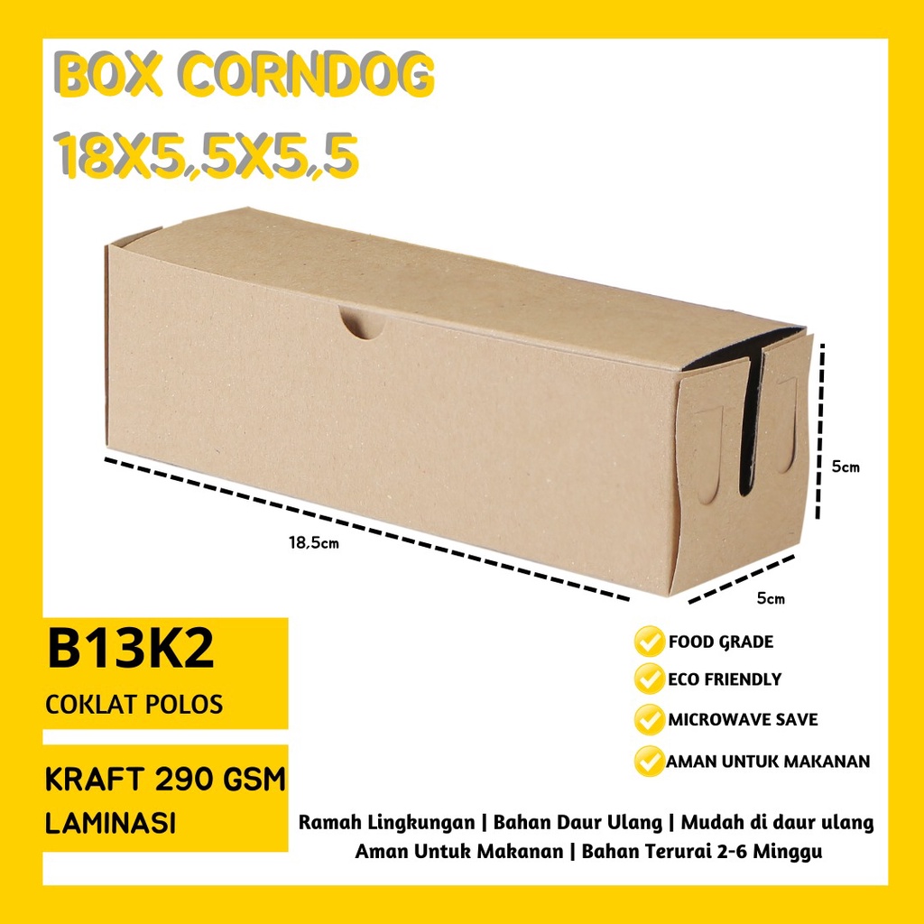 Box Corndog Bahan 290 Gsm Box Sate (B13K2-Laminasi)