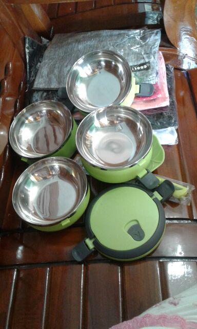 Lunch Box 4 / Rantang Susun 4 Stainless Bekal Kotak Makan Warna Polos Murah Bagus