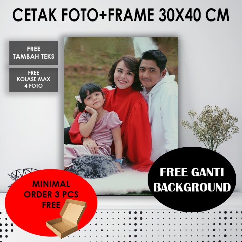 Cetak Foto Bingkai Uk 17R 30x40 Papan MDF Poster Kayu [ Bayar di Tempat ]