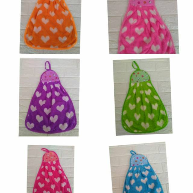 LAP TANGAN Gantung LOVE POLKADOT Lap Kain Microfiber Kain Lap Bahan Handuk Lembut Lap Dapur (50gr)