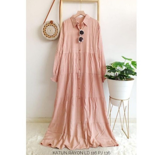 Gamis katun rayon polos ld 116 cm