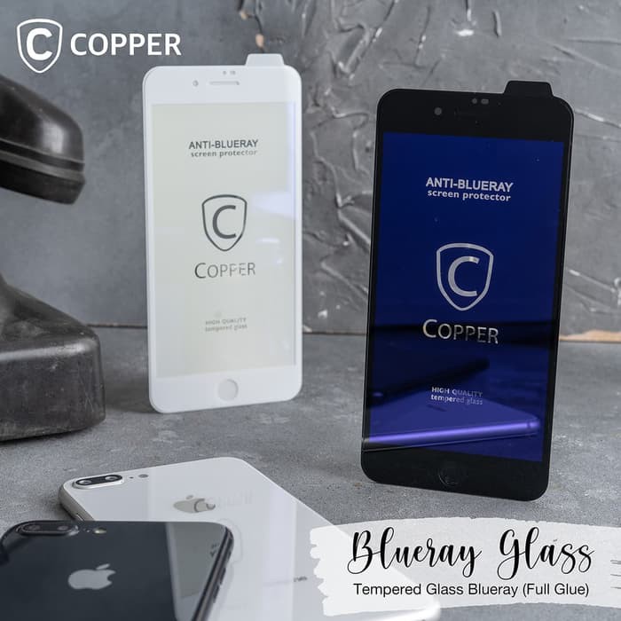 Samsung Galaxy M20 - COPPER Tempered Glass Full Blue Ray