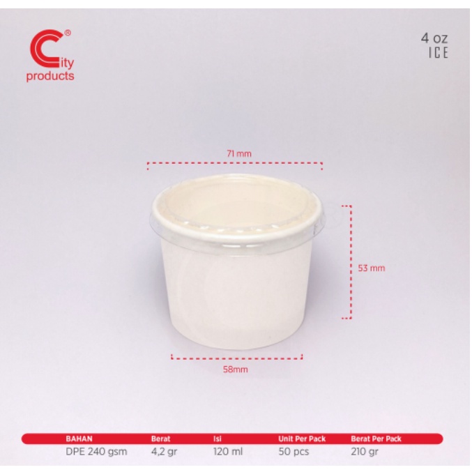 Paper Cup 4oz ICE CREAM (120ml) tanpa tutup @100pcs