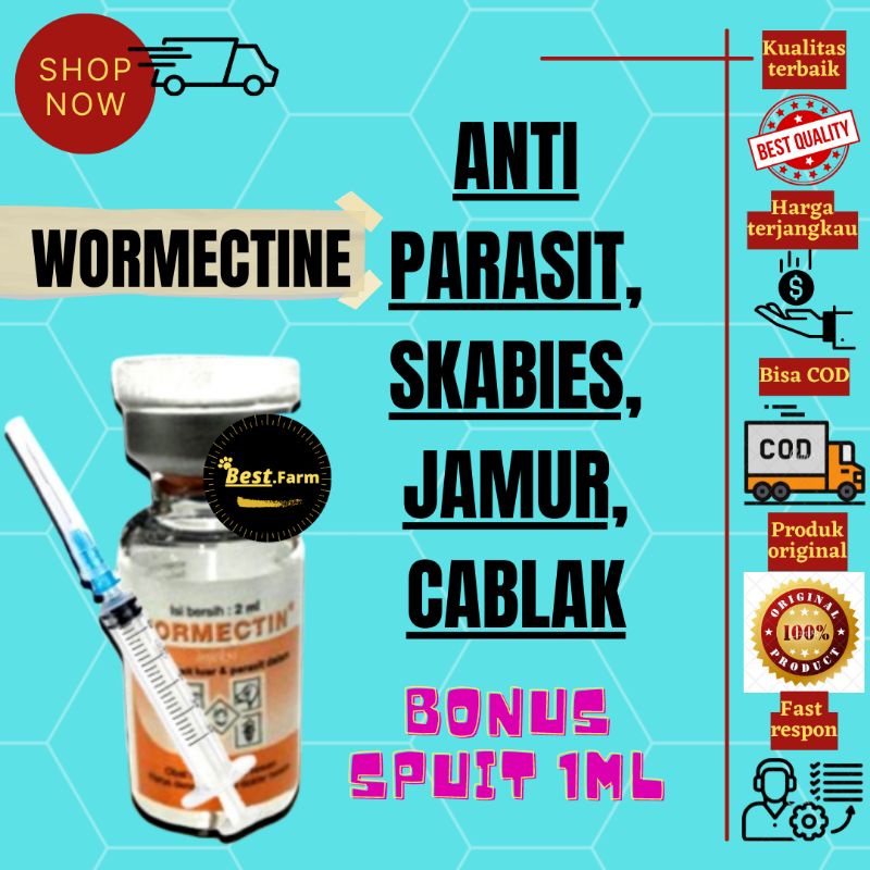 OBAT ANTI PARASIT JAMUR DAN CACING KUCING ANJING WORMECTINE BEST FARM