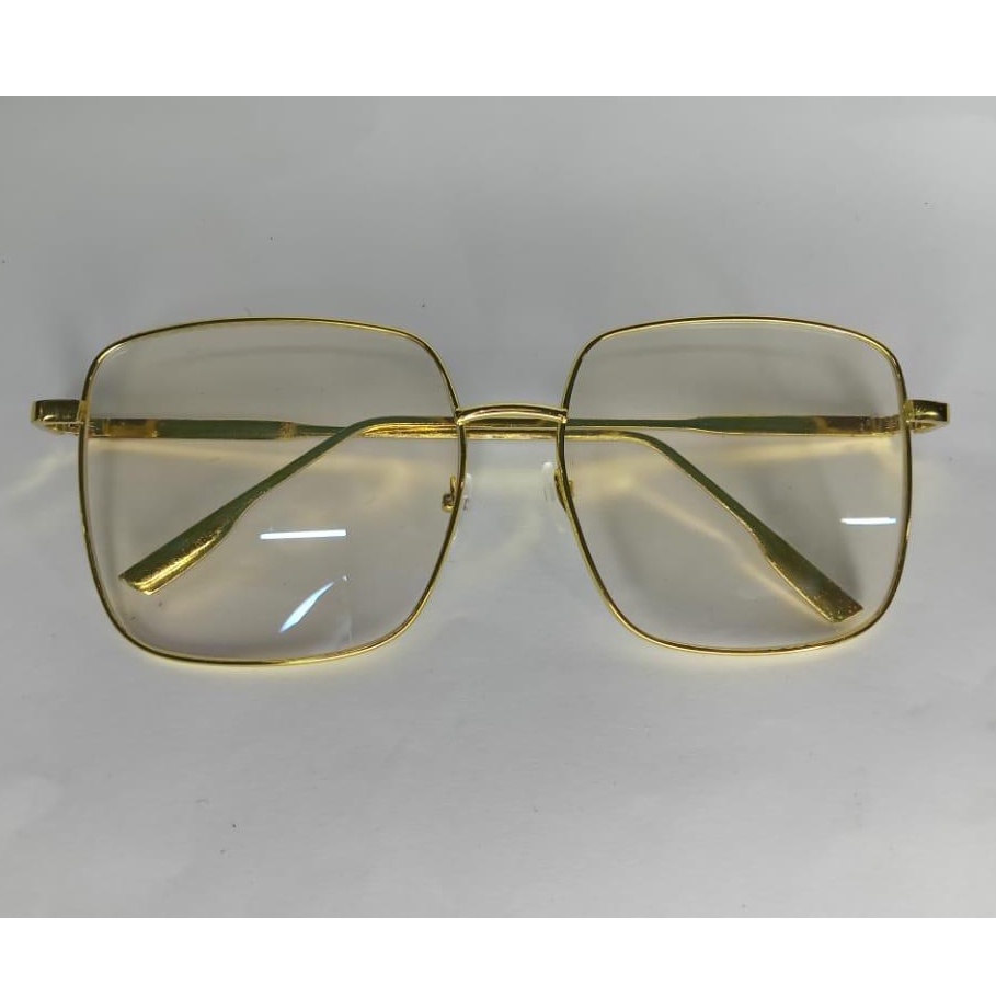 ❤️GTB❤️ R176 Kacamata Korean Design Square Besi Frame Eyeglasses kacamata Persegi retro Wanita/Pria-GOLD