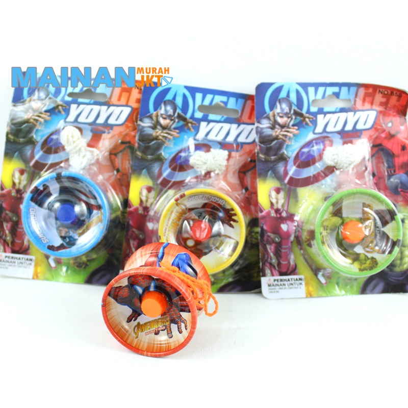 MAINANKEI MAINAN ANAK MURAH YOYO BESI NO858 3 BEARING MOTIF SUPER HERO MAINAN SERU ANAK