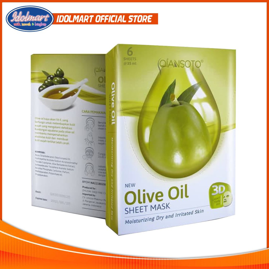 IDOLAKU Qiansoto Olive Oil Sheet Mask / Masker Tissue Wajah Zaitun