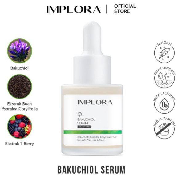 Implora Serum Wajah Acne / Luminous Brightening / Midnight / Peeling 20 ml-BAKUCHIOL Hijau