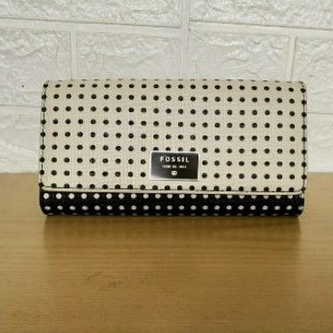 dompet fossil polka black & white