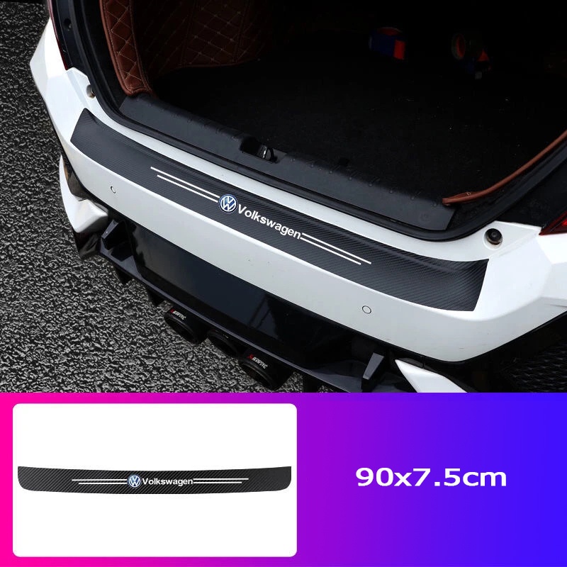 Volkswagen Sticker Dekorasi Bumper Bagasi Mobil Motif Serat Karbon Untuk VW Polo Fox Golf Gol Voyage Beetle Santana