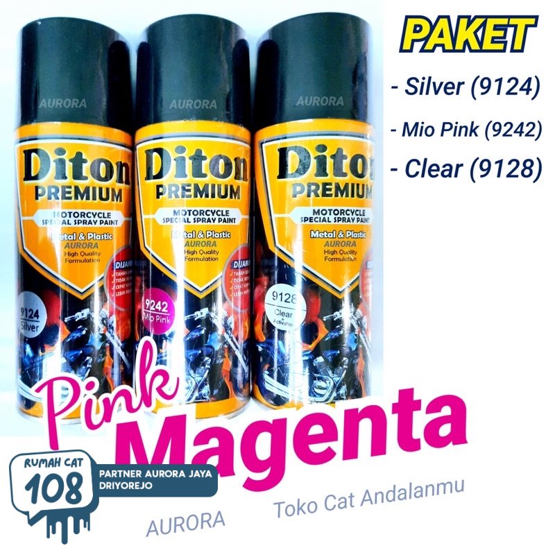 

PAKET Diton Premium Mio Pink 9242 + Silver 9124 + Clear 9128 Cat Pilox Pilok Ping Magenta