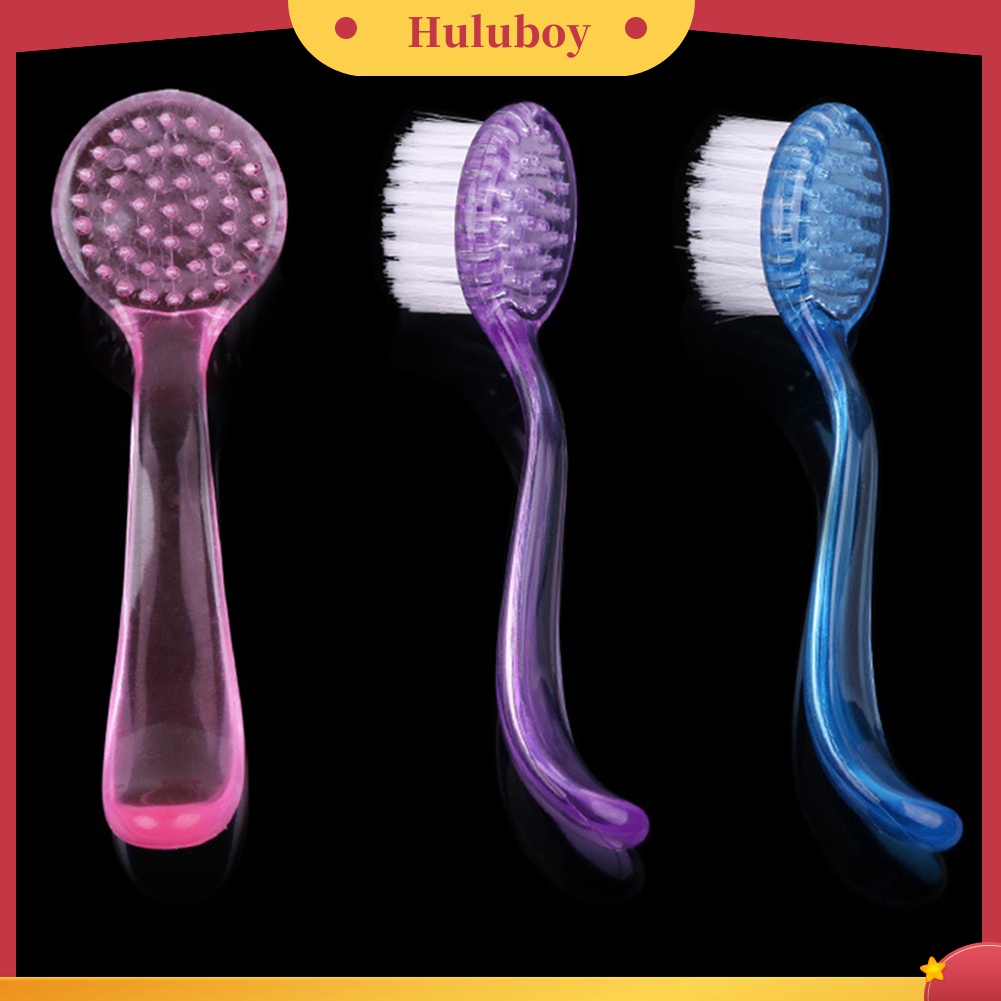 Huluboy Huluboy♡ 1pc Brush Pembersih Debu Kuku Kepala Bulat Gagang Panjang Bahan Plastik