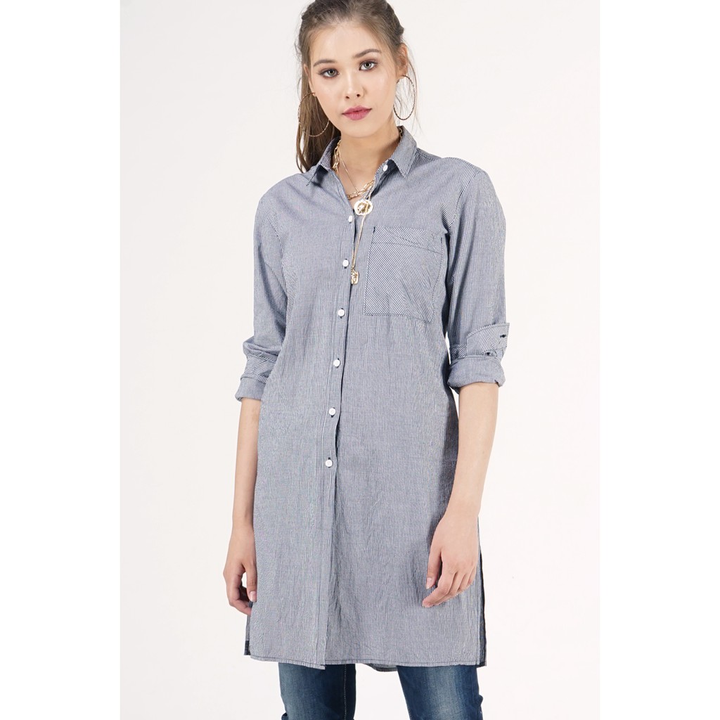 denim maxi shirt