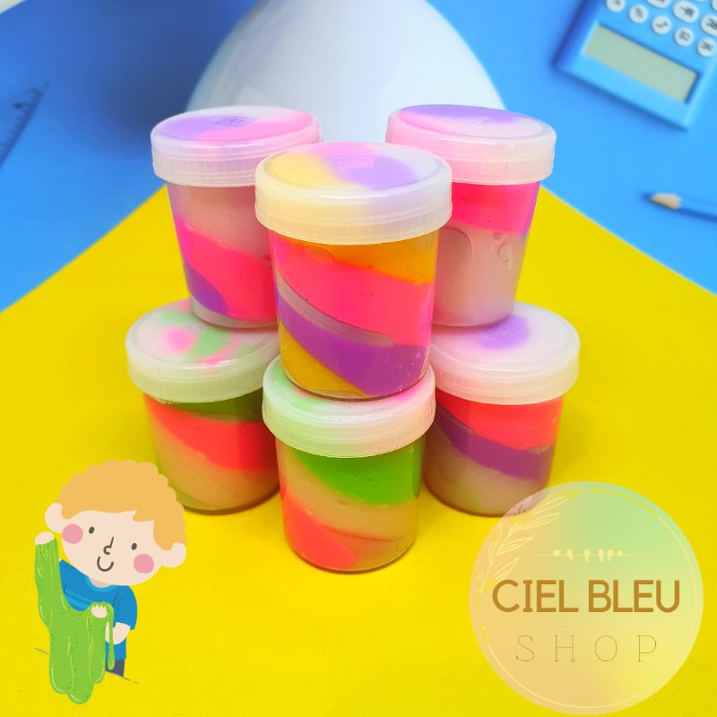 (1 pc ) Mainan Slime Cup Mini Anak Pelangi 20 cc Murah