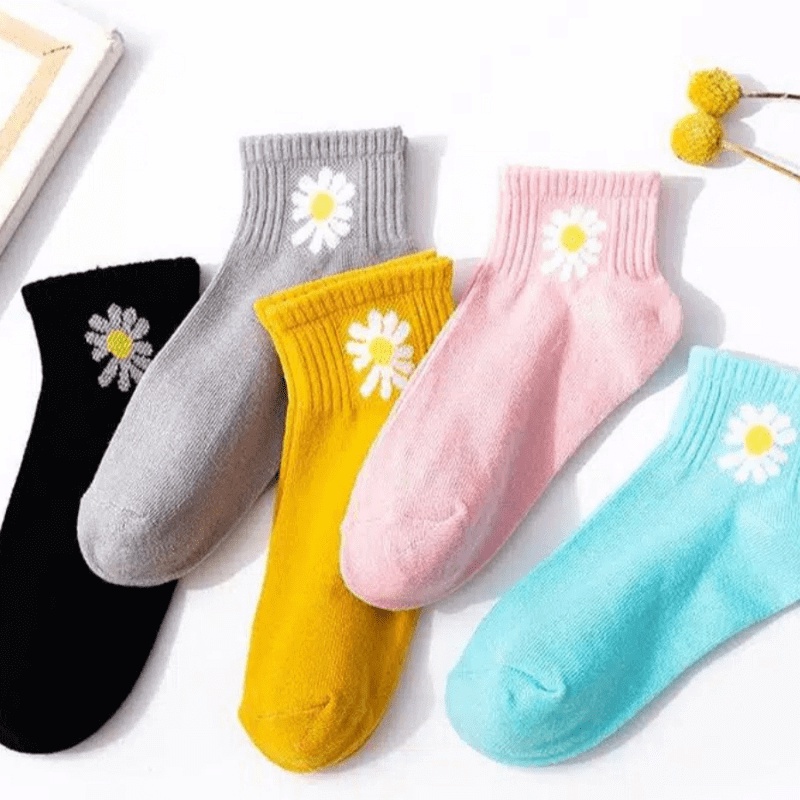 KAOS KAKI BERUANG WARNA WARNI REMAJA  PENDEK MATA KAKI / KAOSKAKI ANKLE CUTE BUNGA DAISY BEAR DS-FLOWER - KUNING