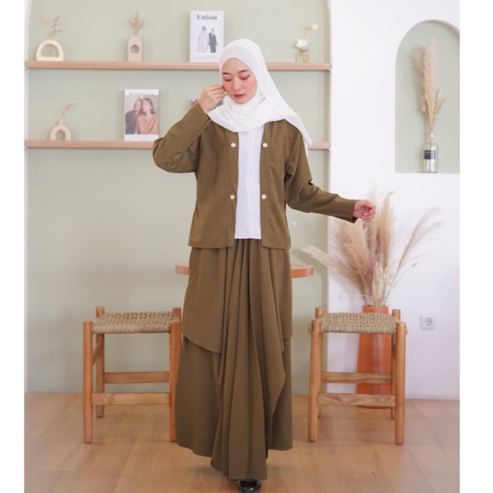 SERENA KNIT ORI ZAHIN DAN ALINDA ONE SET ROK ATASAN ORIGINAL BUSANA MUSLIM TERBARU OOTD FASHION MUSLIMAH