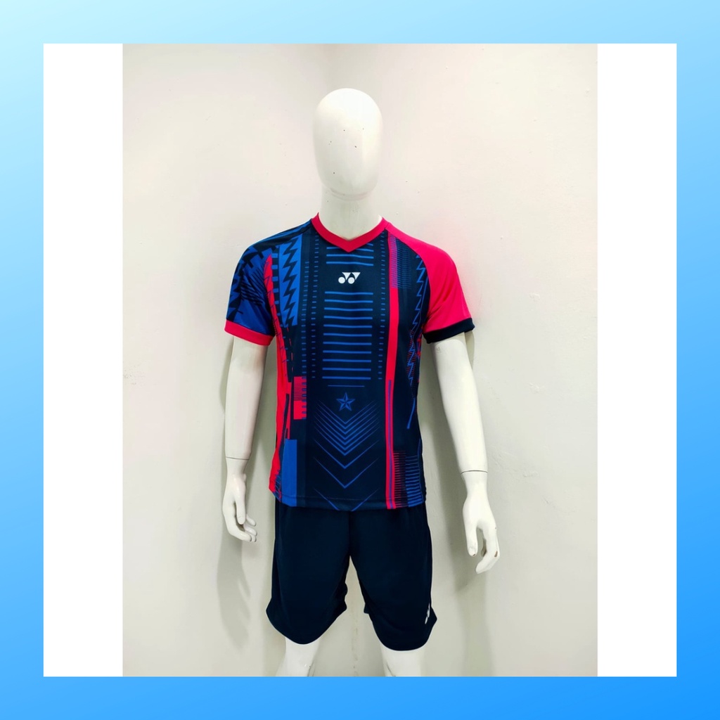 Kaos bulutangkis pria baju badminton dan celana jersey setelan wanita dewasa t-shirt outfit seragam jarsey kostum olahraga pakaian apparel sport jersy bulu tangkis casual jersi sudirman thomas uber cup print suit Y171 navy polos