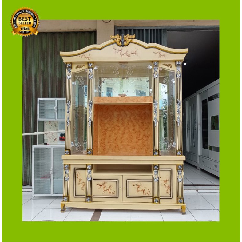 lemari pajangan kaca mewah 4 pintu