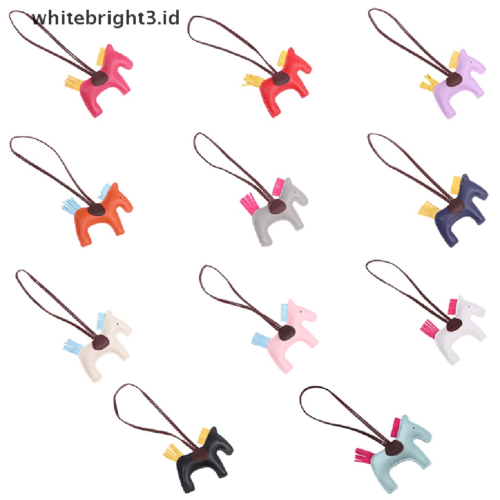 {whitebright3.id} Handmade PU Leather Horse Keychain Animal Key Chain for Women Bag Keychain Charm ,