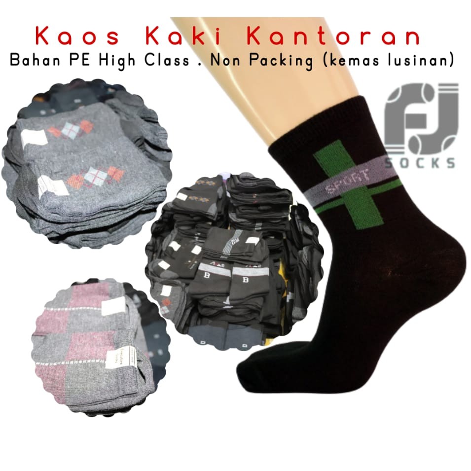 (1 Kilo/36 Pasang) Kaos Kaki Kantoran Motif Bely Komputer Spandek PE Packing PerLusin