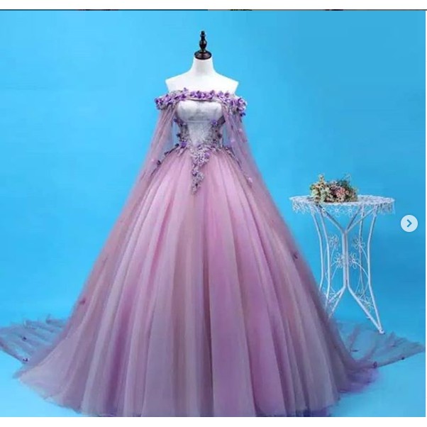 Gaun Pengantin Elegant ungu lavender wedding dress