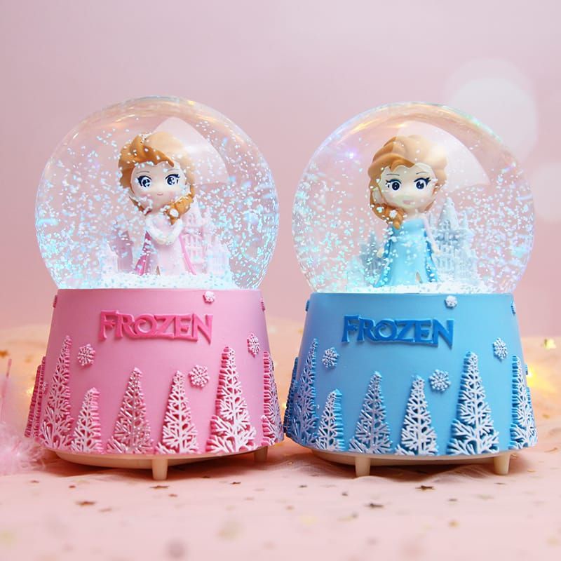 Kotak Musik boneka elsa olaf frozen mainan Snowball / Bola Salju musik lampu warna warni Bola Krista