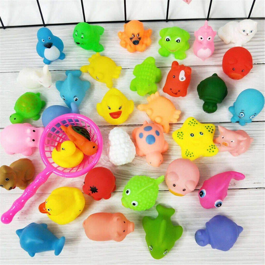 10pcs Mainan Mandi Bentuk Kartun Bebek Bahan Karet Untuk Bayi